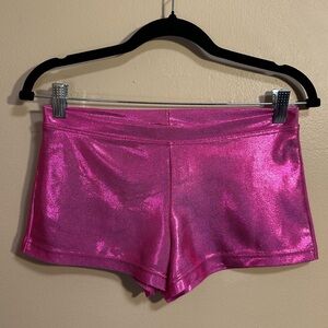 Vintage Capezio Pink Holographic Metallic Shorts, High Waist, Dance Festival